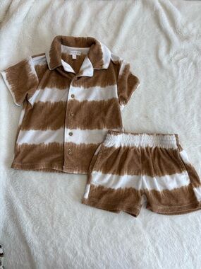 Grayson Mini 4T terrycloth summer boy matching outfit button down and shorts